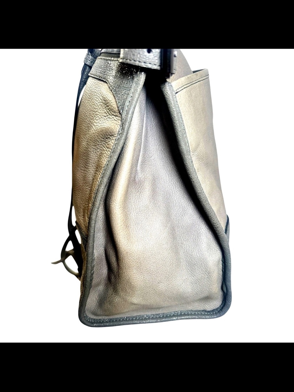 Mulberry Two-Tone Gray and Charcoal Leather Shoulder Bag - Picture 5 of 16